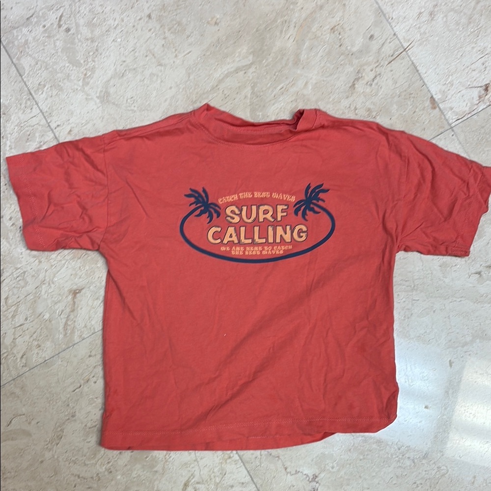 Zara Red Surf Calling T-Shirt size 6-7